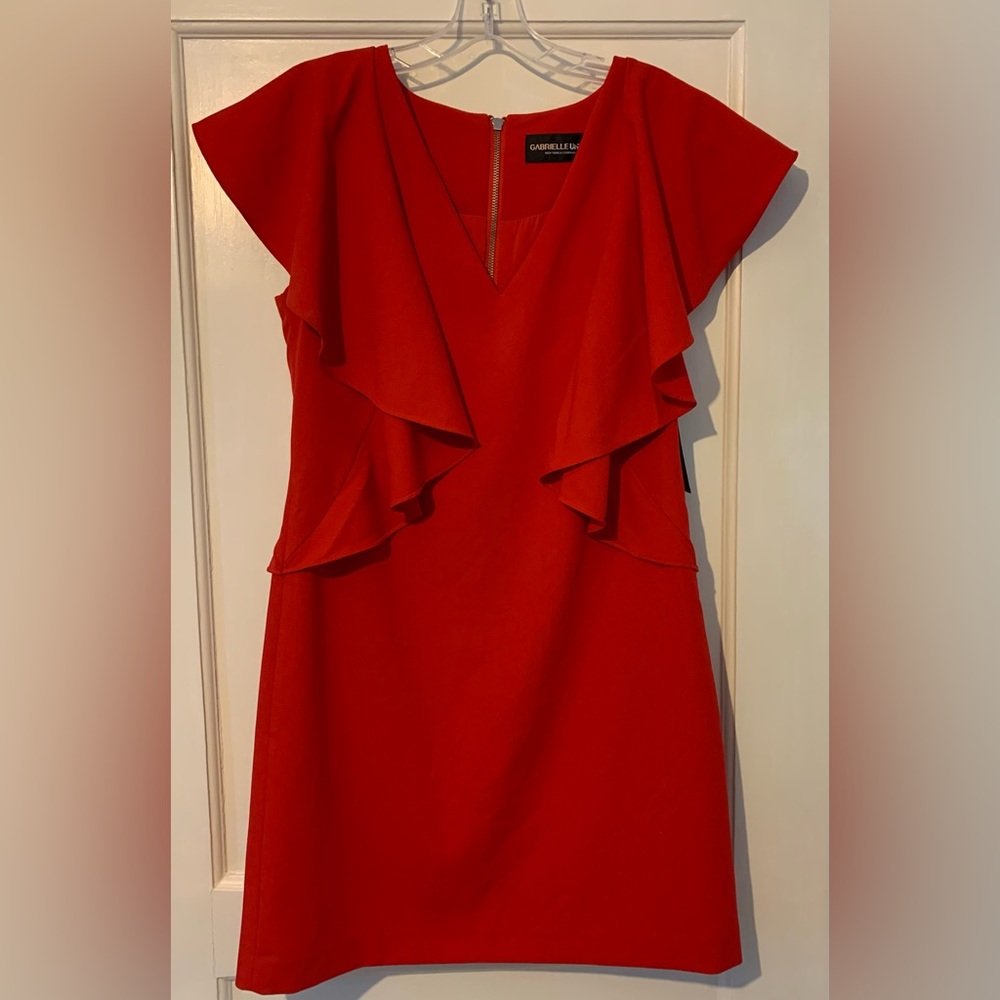 New York & Company Gabrielle Union Red Flutter Sleeve Dress NWT Size Small